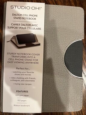 NWT Studio Dalton Phone Stand Notebook Cover in Beige with Black Accent